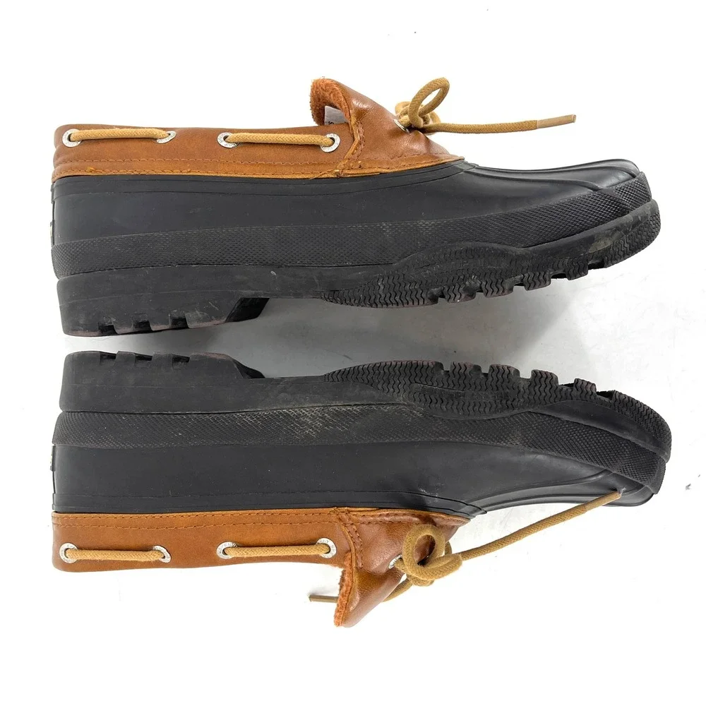 Sperry Waterproof‎ Rubber Duck Boot Moccasin Style Women's Size 9.5 Black Tan